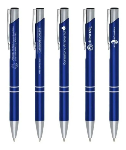 650 Canetas Metal Personalizadas A Laser Mix De Cores Azul - Imagem 3