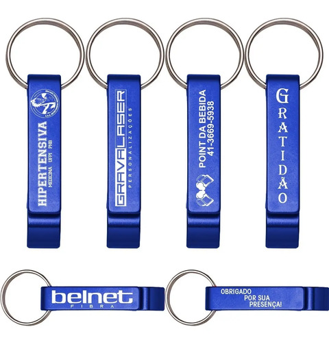 250 Chaveiro Abridor Metal Personalizado À Laser Brinde