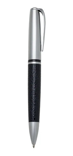 Kit Presente Luxo V I P Médico Caneta Couro Personalizada Inox E Couro Preto Azul - Imagem 2